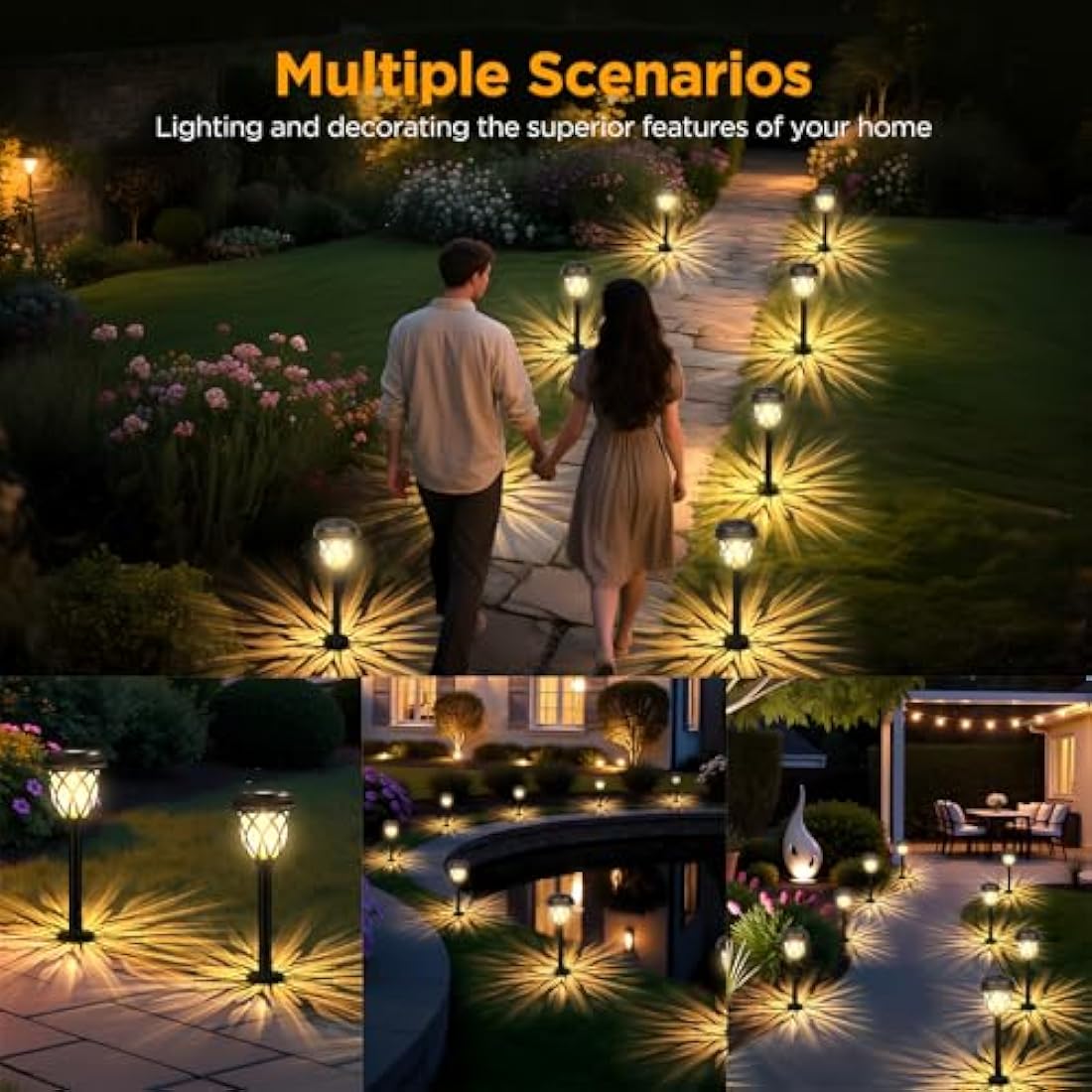 HELESIN Garden Lights Solar Powered, 10 Pack Solar Light Outdoor Waterproof, LED Solar Path Lights, Solar Powered Outdoor Light for Patio/Lawn/Walkway/Landscape Decoration