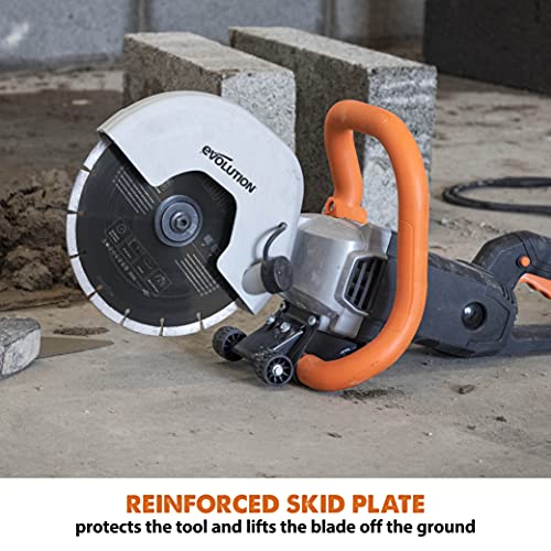 Evolution Power Tools R230DCT Disc Cutter, Concrete Saw, Cut Off Saw, For Cutting Concrete, Stone, Brick, Roof Tile & More - 2000W Motor, No Gas, 90 mm Cut, Incl Diamond Masonry Blade, 230V, 230mm