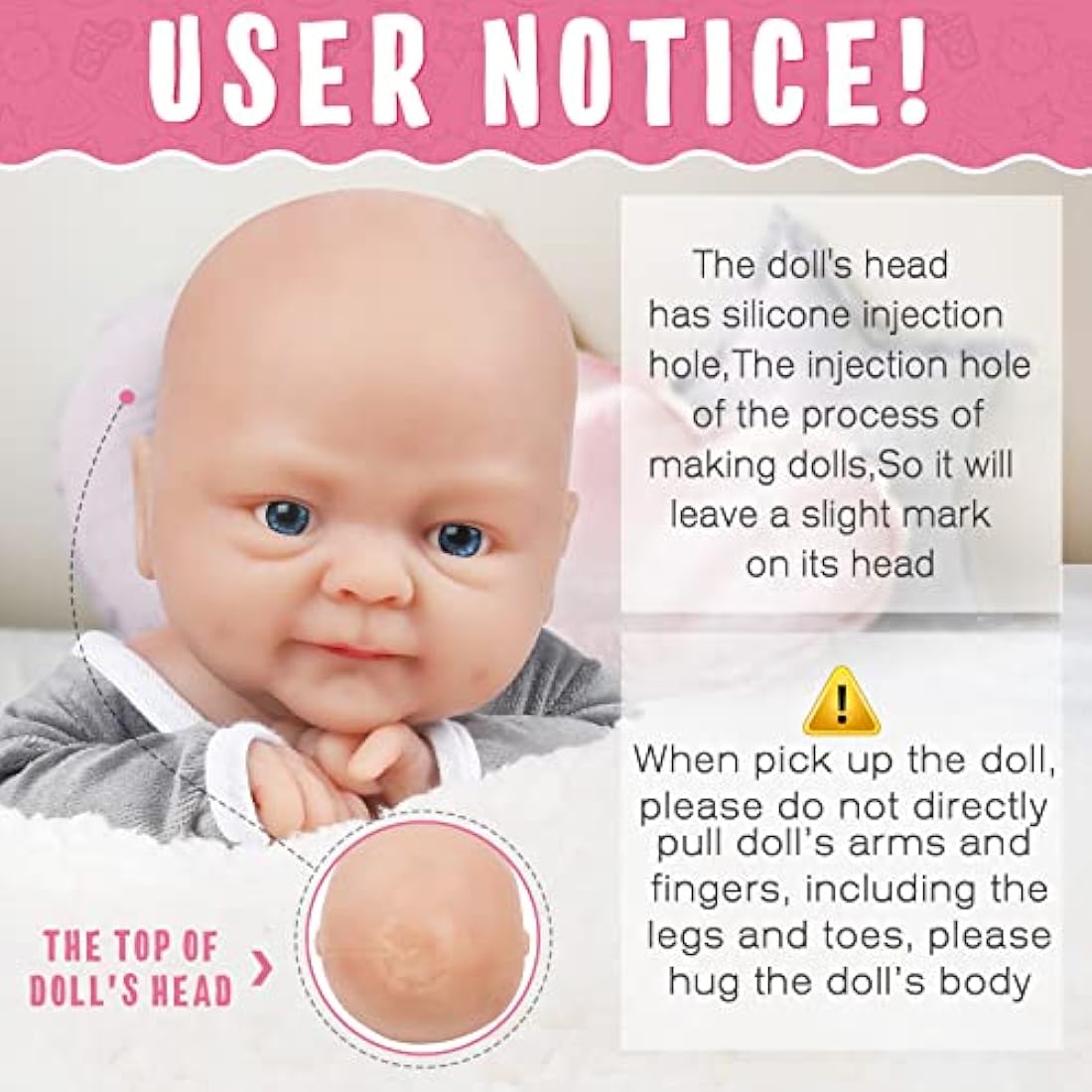 Vollence 14 inch Realistic Full Body Silicone Baby Doll, Real Newborn Doll Gift for Kids 3+, Elderly, Collectors - Boy