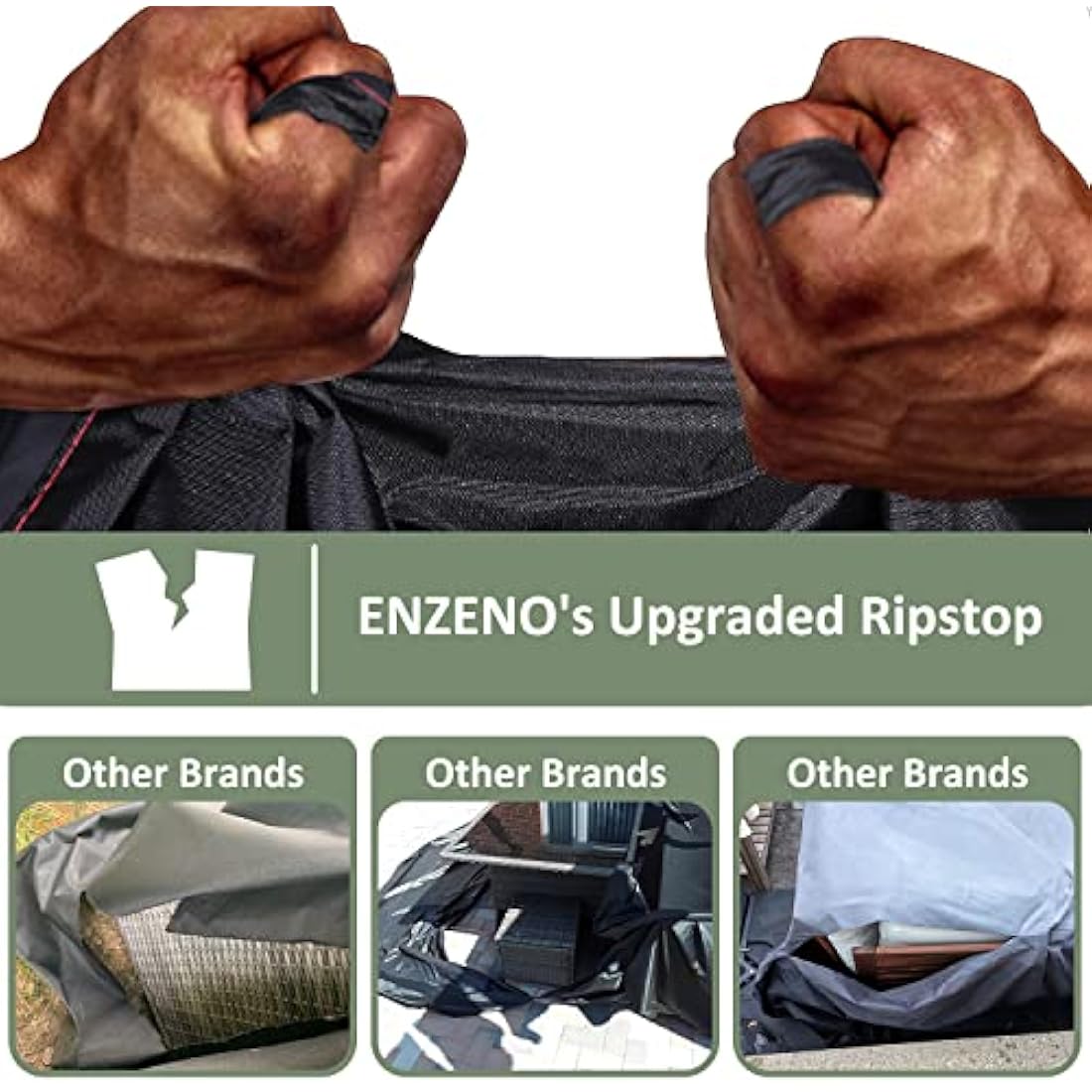 Enzeno Cube Garden Furniture Covers Waterproof with Air Vent, 200X200cm, Oxford Fabric Outdoor Patio Table Covers, Garden Square Chair and Table Rattan Sofa Cover for outside…