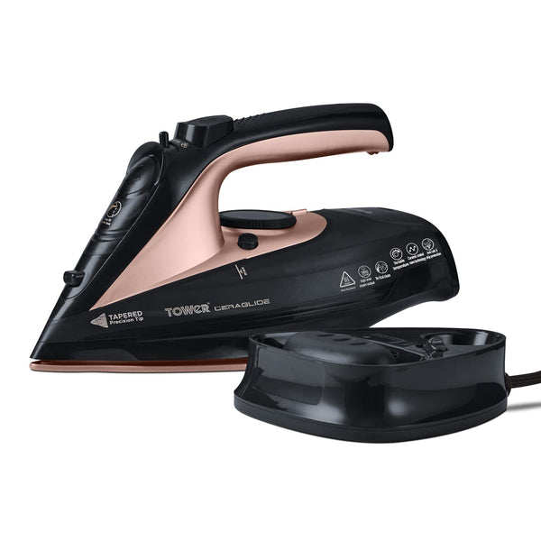Tower T22008 CeraGlide Cordless Steam Iron with Ceramic Soleplate and Variable Steam Function, 2400 W, Purple