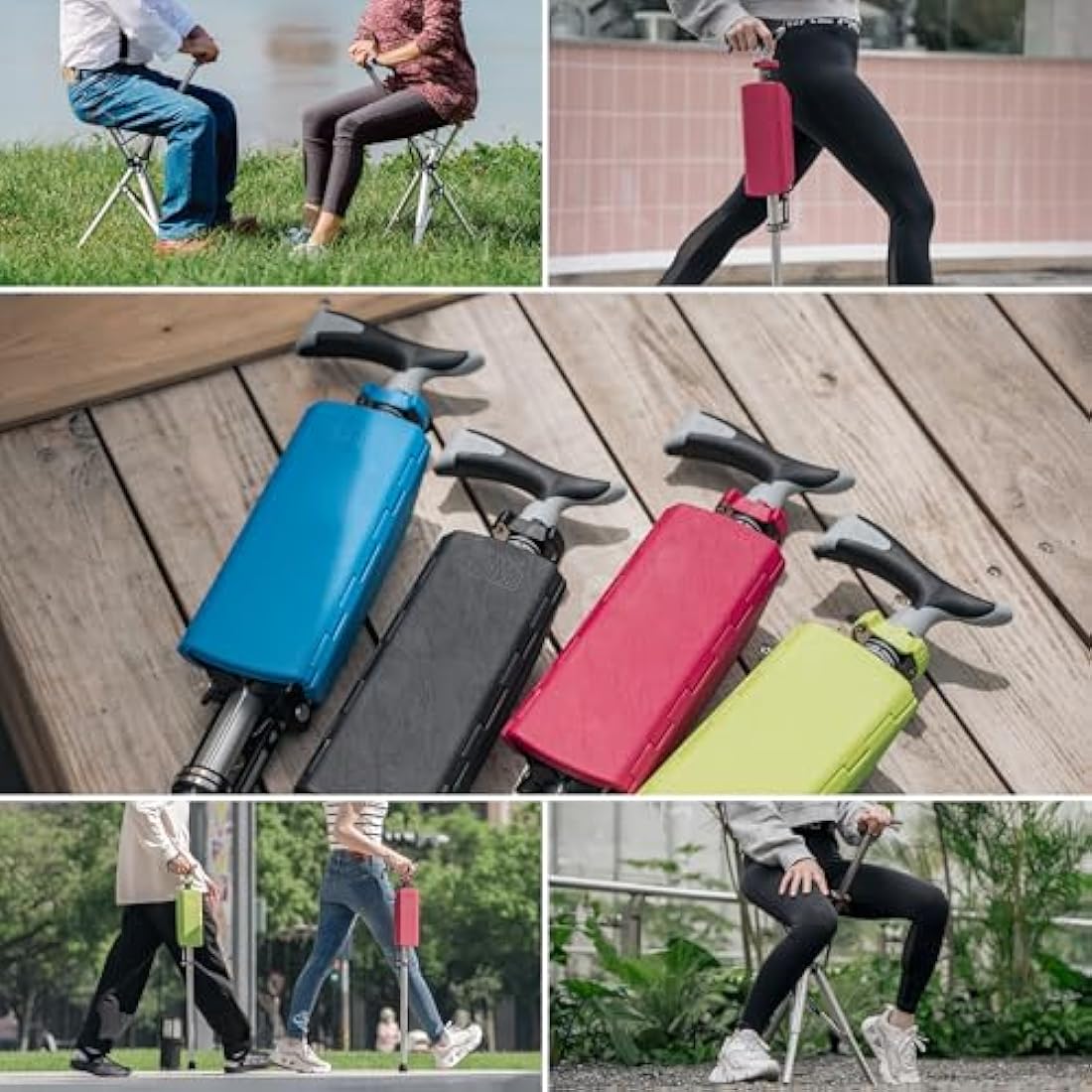 Ta-Da Chair - Walking Stick with Seat, Ultra-Light Aluminium Frame & Sturdy Foldable Stool (up to 110kg), Collapsable Folding Design, Ideal for Travel & Sightseeing