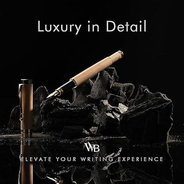 Wordsworth & Black Fountain Pen Set, Luxury Bamboo Wood - Extra Fine Nib, Gift Case; Includes 6 Ink Cartridges, Ink Refill Converter -Journaling, Calligraphy; Drawing, Smooth Writing [Maple Wood]