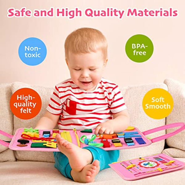 Hooku Busy Board for Toddlers, Montessori Toys 2 Year Olds, Learning Baby Sensory 1 Old, Fine Motor Skills Toys, Toddler Travel Girl Boy Gifts (TY004)