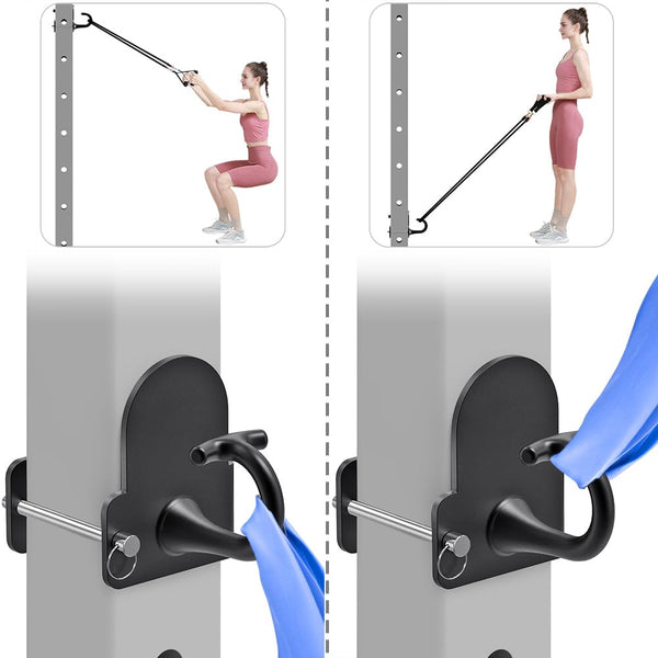 Kipika Heavy Duty Resistance Band Anchors - Fits 3"x3" Power Rack with 5/8" or 1" Holes, Rubber-Padded Steel Hooks for Home Gym, Strength Training,