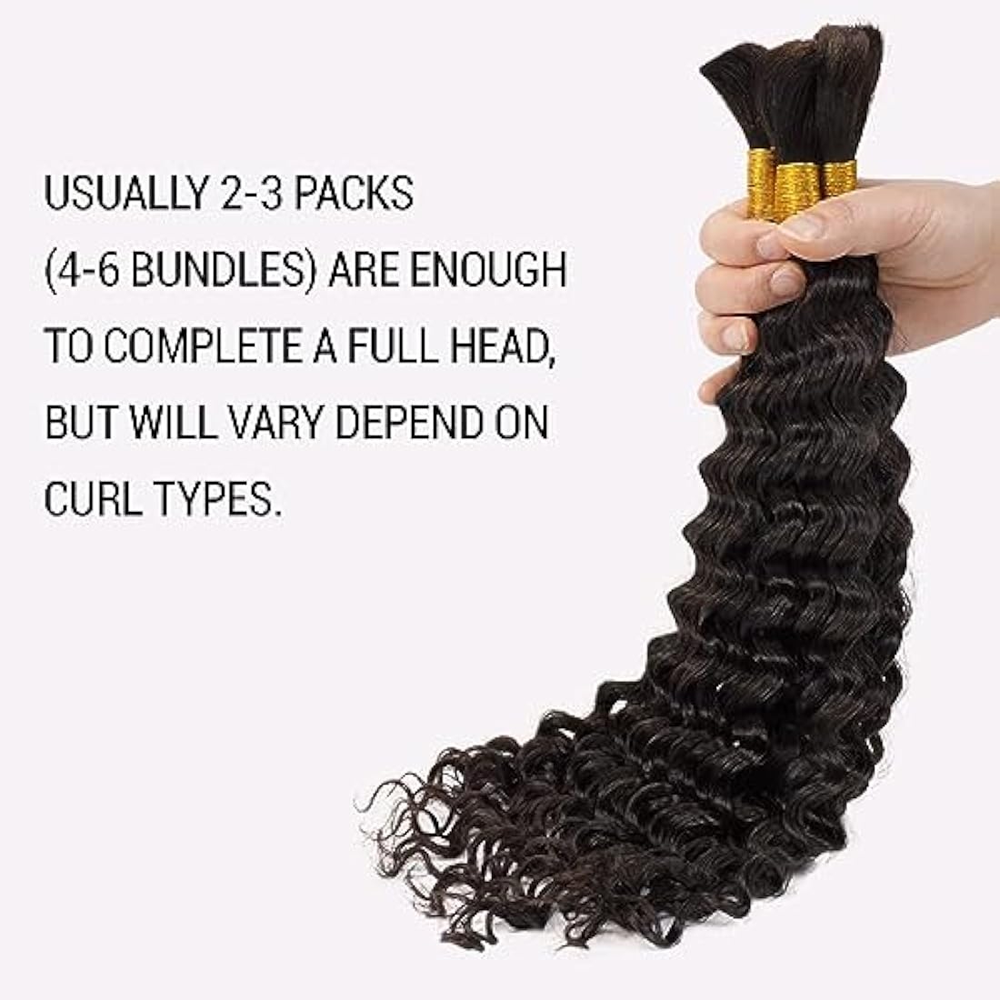 Double Drawn Human Hair Extensions For Braiding Human Hair Braiding Hair For Micro Braids 20 Inch Human Hair Bulks For Braiding No Weft Same Thick From Root To Ends Braids Deep Wave 1b 100g（50g x 2）