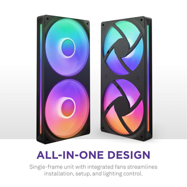 NZXT F420 RGB Core - 420mm Single-Frame Fan Unit with 3 x 140mm RGB Fans - Speed & Lighting Control - High Static Pressure & Airflow - Fluid Dynamic Bearings - 8 aRGB LEDs Per Fan - White