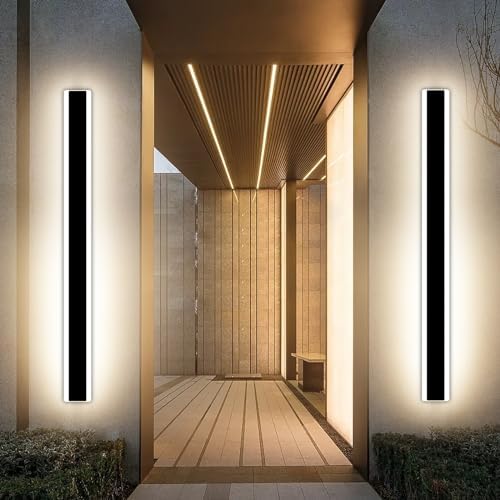 Mikeru 150cm Black Minimalist Outdoor LED Light, 3000k Warm White Light, IP65 Rainproof, Deck, Garden, Villa, Patio, Garage