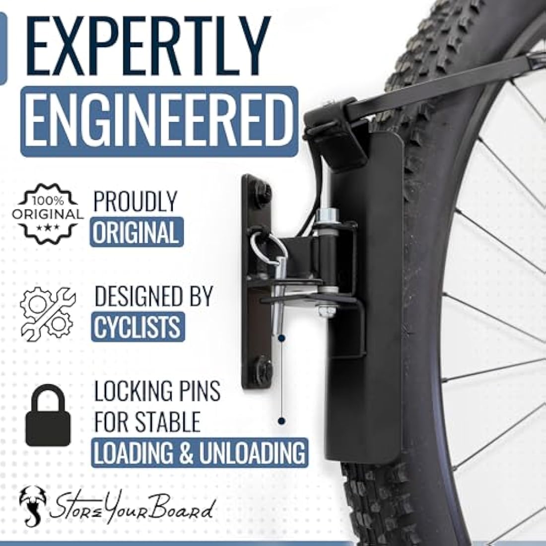 StoreYourBoard 4-Bike Swivel Rack – Wall Mounted Garage Bike Storage, Vertical Hanger with 120° Swing Design & Stopper, Space-Saving Indoor Wall Mount – Fits Kids Bikes, BMX & More – Black