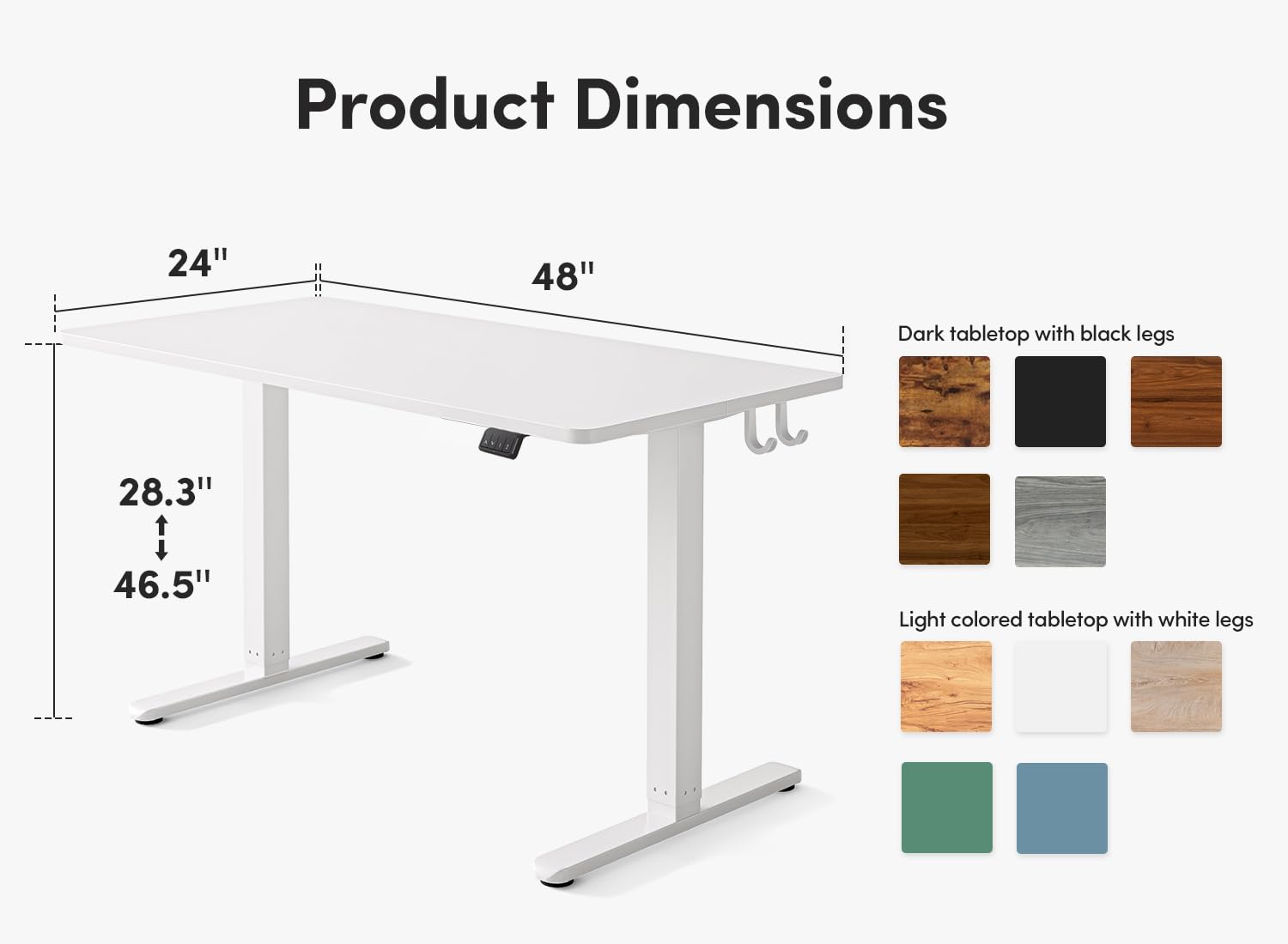 FEZIBO Height Adjustable Electric Standing Desk, 120 * 60 cm Stand up Table, Sit Stand Home Office Desk with Splice Board, White Frame/Maple Top