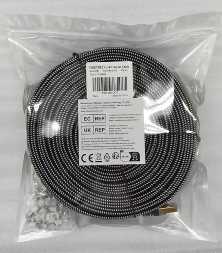 VOIETOLT Cat 8 Ethernet Cable 10M, High-Speed 40Gbps/2000Mhz Flat Braided Internet Cable, Gigabit STP RJ45 Network Cable Compatible for PS4/5, for Modem, PC/Laptop