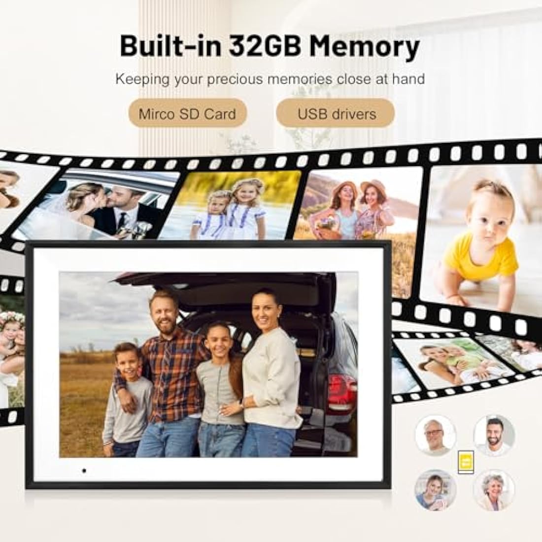 32 GB Digital Photo Frame WiFi,10.1 Inch Digital Picture Frame,1280x800 IPS HD Touch Screen Electronic Digital Frame,Auto-Rotate,Easy to Share Photos or Videos Anywhere