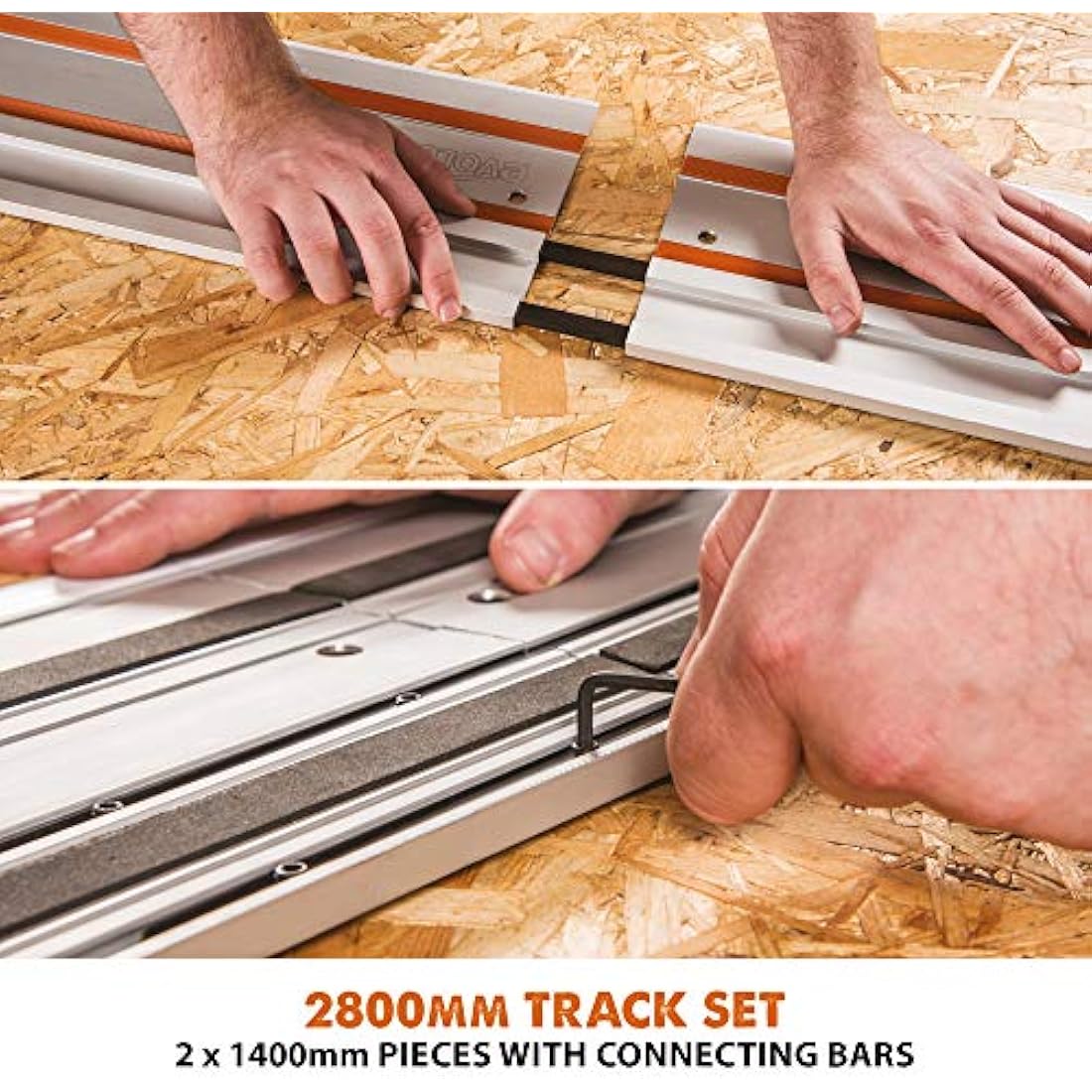 Evolution Power Tools ST2800 Circular Saw Guide Rail/Track Fits Makita, Bosch, Festool, (Clamps and Carry Bag Included), 2-Piece Track (1400mm x 2) 2800 mm