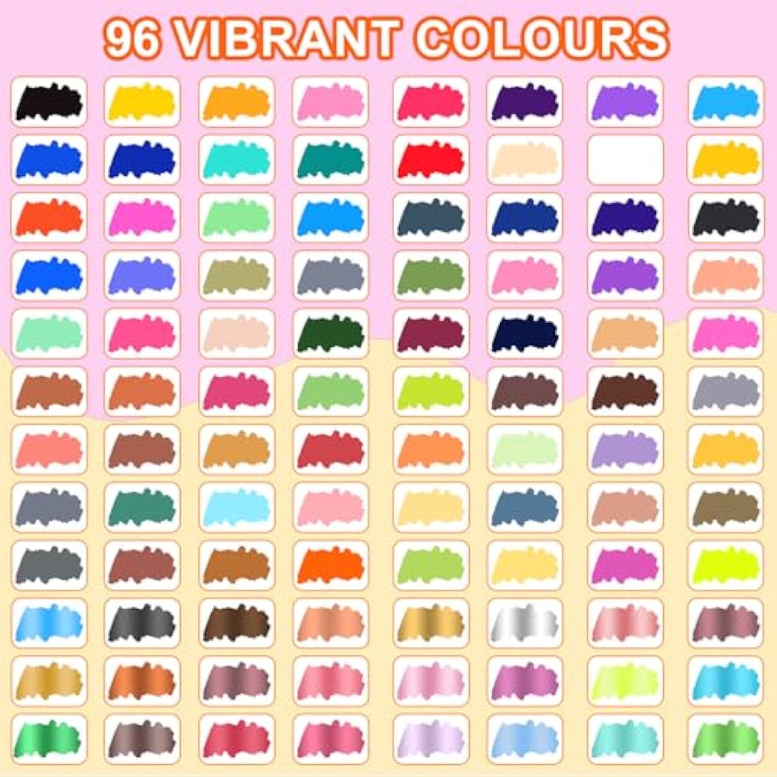 Lyuvie Acrylic Paint Pens Marker, 96 Colours Acrylic Markers for Rock Painting Fabric Glass Pebbles Stone Plastic Metal Wood Ceramic