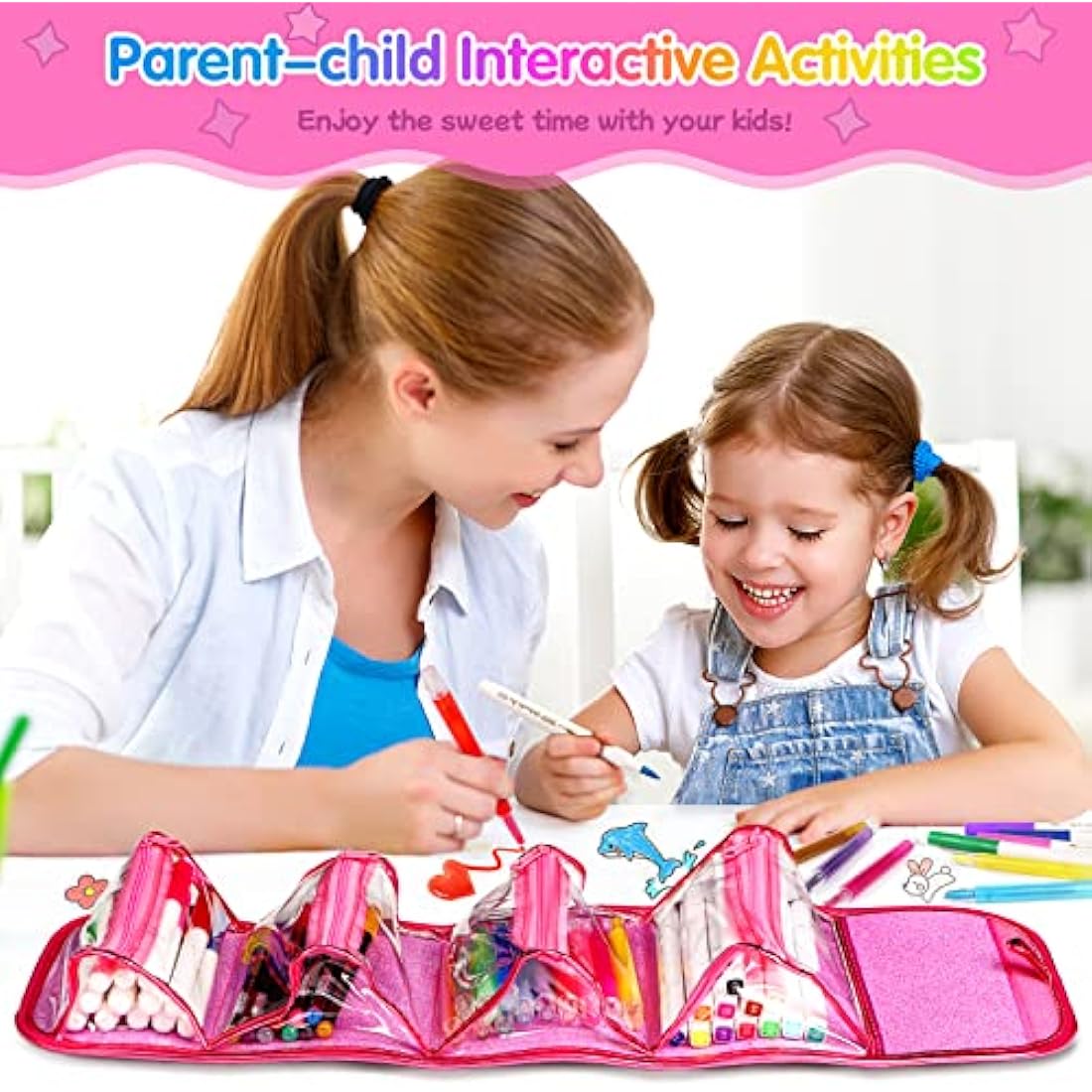 Hot Bee Unicorn Gifts for Girls 4 5 6 7, Unicorn Pencil Case Stationary Sets, Girl Toys Age 4-7, Drawing Colouring Set for Kids, Art and Crafts for Kids 4-6, Birthday Presents for Girls