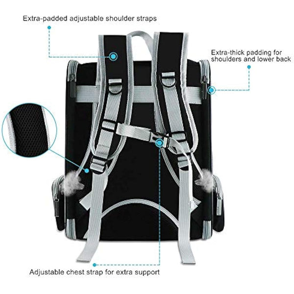 Pet Carrier Travel Backpack for Cats Small Dogs 7.5kg, Large Mesh Portable Transport Bag Breathable Transparent, Airline Approved Rucksack Tree Side Entry, Spacious Foldable for Outdoor and Daily Use