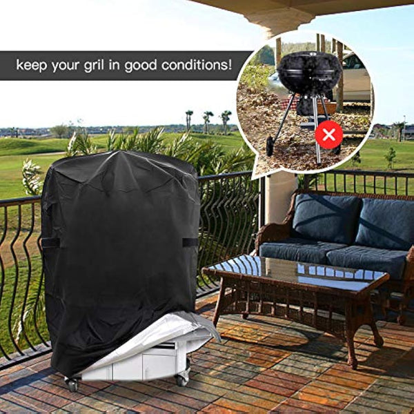 Barbecue Cover, Heavy Duty BBQ Cover, 210D Oxford Fabric Round Outdoor BBQ Grill Cover, Waterproof Windproof Rip-Proof and UV Resistant BBQ Cover (77x90cm)