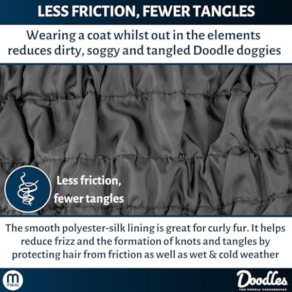 Mikki Doodles Dog Raincoat, Waterproof, Windproof, Silky Lining, Less Friction Means Less Knots & Tangles, Size Extra Small