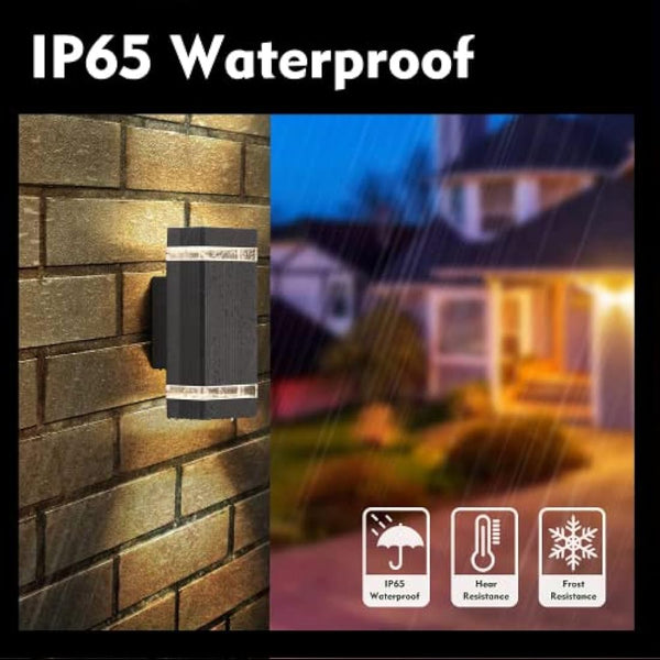 CELAVY Outdoor Wall Lights Mains Powered, Up Down Outside Wall Lights IP65 Waterproof, Porch Light Front Door Lamp Modern Aluminium GU10, External LED Lighting Wall Mounted for House 2 Pack, Grey