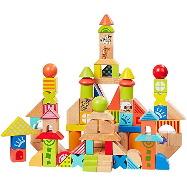 howa 6005 Wooden Building Blocks Made of Beech 100 Pieces