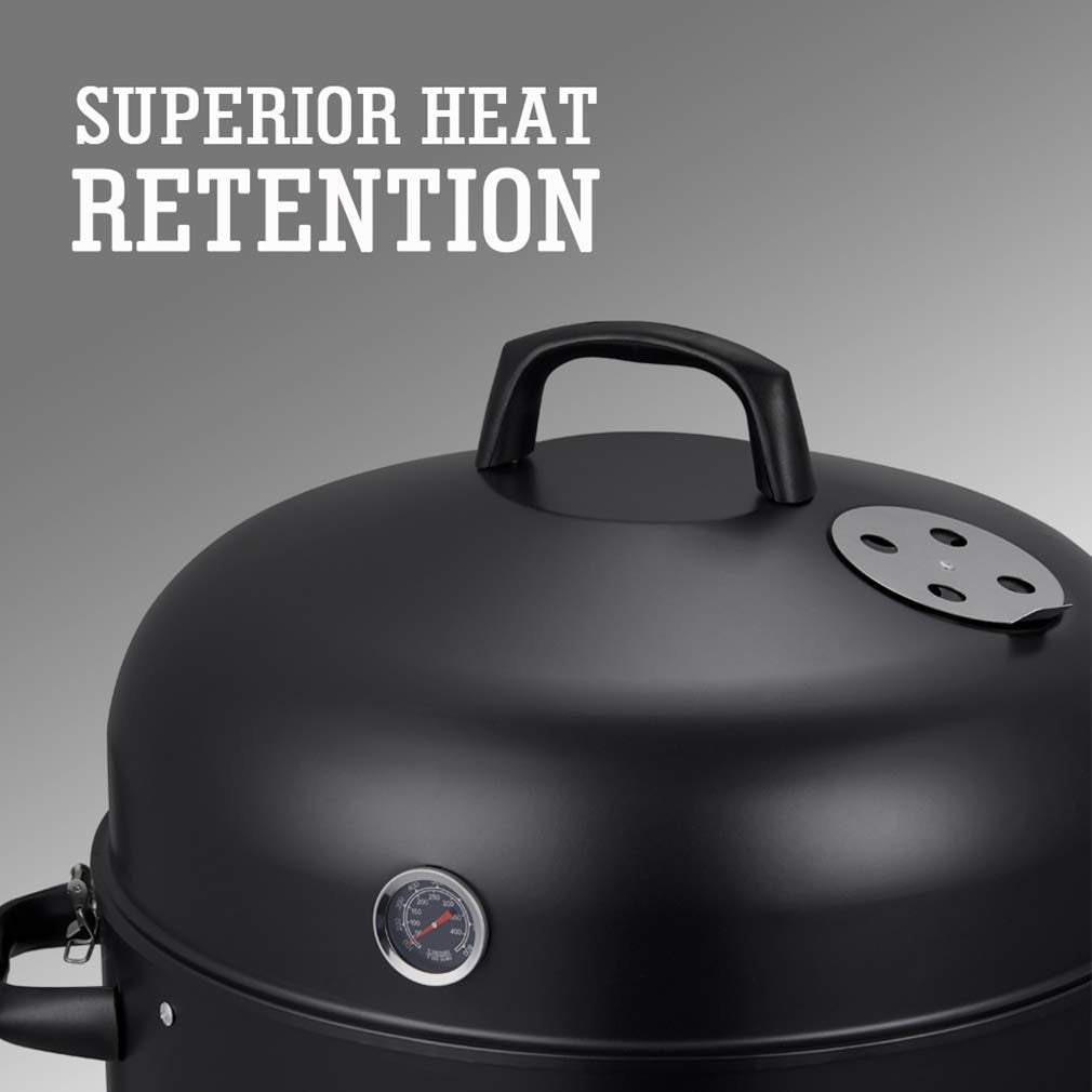 SUNLIFER Charcoal BBQ Grill, Heavy Duty 3-in-1 Barbecue Smoker Grill for Garden Camping Outdoor Cooking and Grilling 89x56x43CM