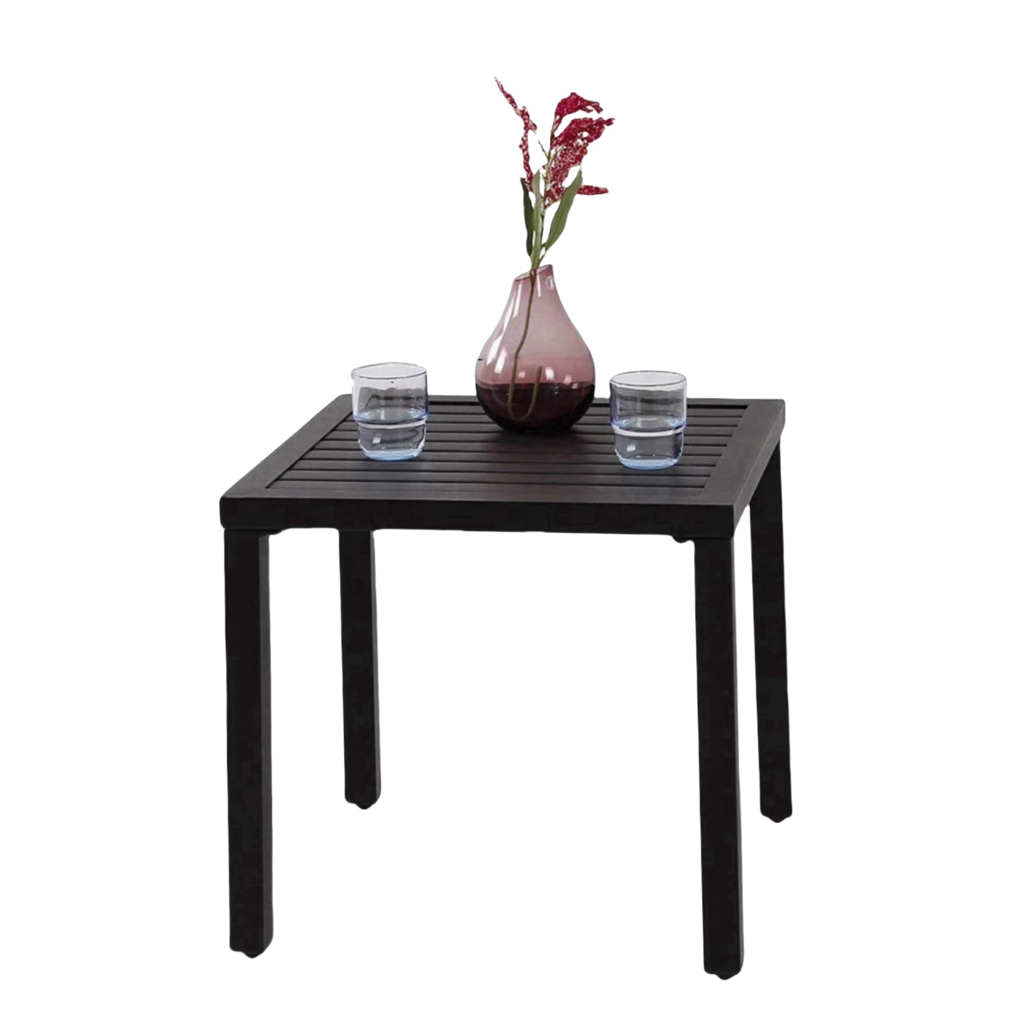 MFSTUDIO Garden Table, Metal Square Coffee Table, Tea Bistro Side Table, Small Outdoor Table, Weather Resistant, Black