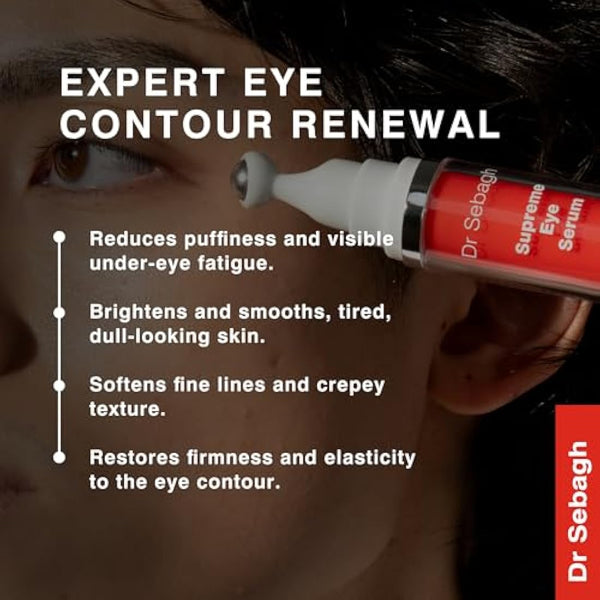 Dr Sebagh Supreme Eye Serum (15ml) - Advanced Roll-On Formula | Designed to Aid Smoother Younger & Firmer-Looking Skin | Helps Reduce Puffiness Circles Fine Lines & Wrinkles | Boosts Elasticity
