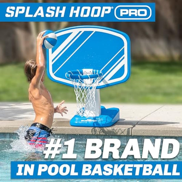 GoSports Splash Hoop PRO Swimming Pool Basketball Game, Includes Poolside Water Basketball Hoop, 2 Balls and Pump