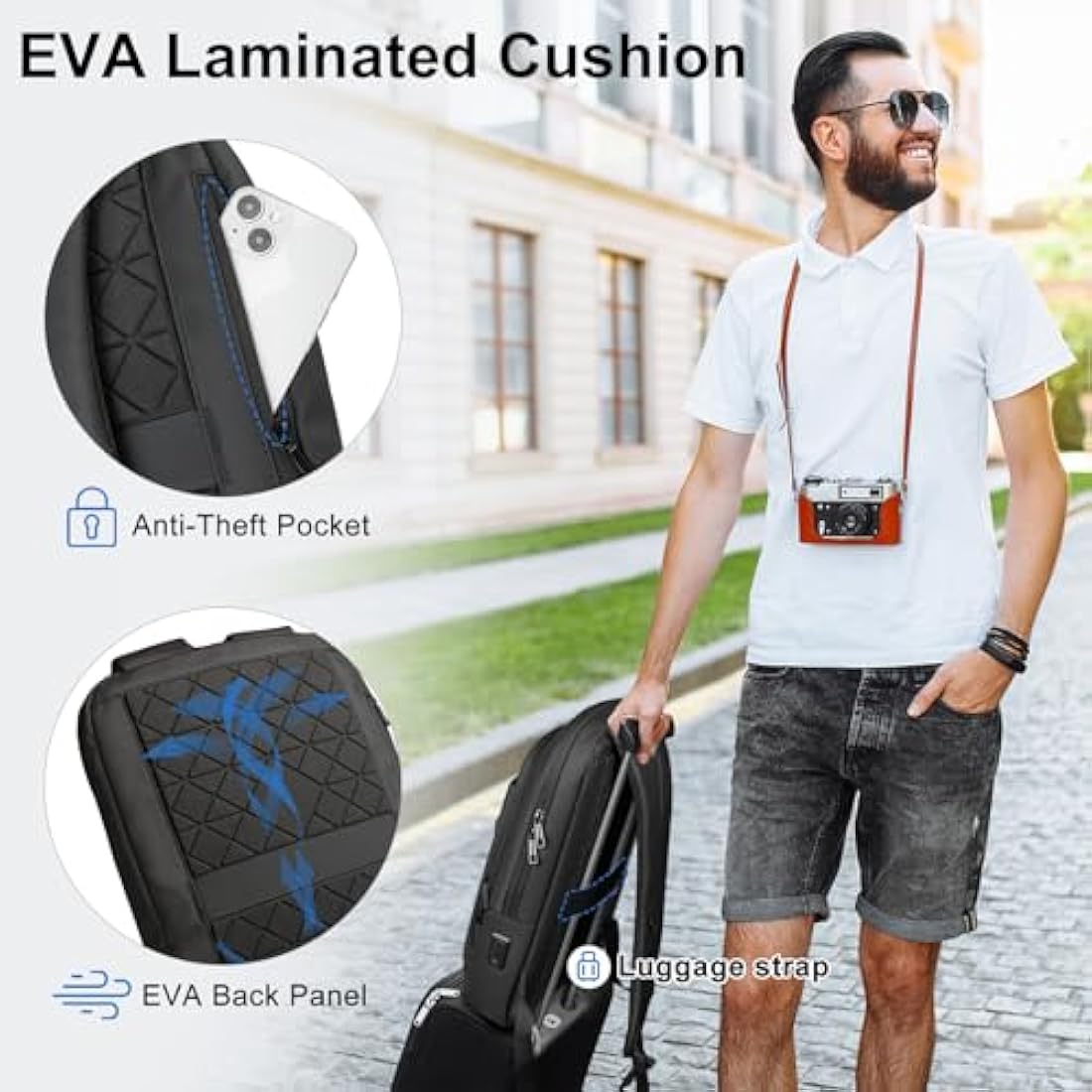 HEROIC KNIGHT Slim Laptop Backpack 15.6 Inch, Business Travel Backpack with USB Charging Port, Water-Resistant Anti Theft Laptop Rucksack, Lightweight Computer Work Bag Daypack For Men Women, Black