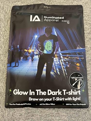 Illuminated Apparel Interactive Glow in The Dark T-Shirt - Fun for Birthday Parties & Festivals - Light up The Night