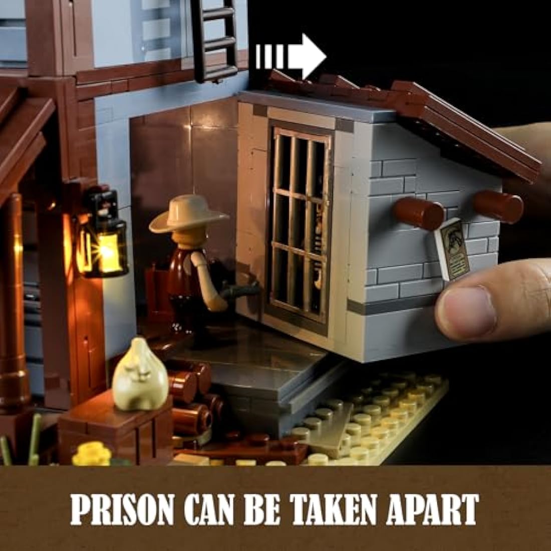 FUNWHOLE Old West Sheriff’s Office Lighting Building Bricks Set - Western Construction Modular Building Blocks Cowboy Wild West Collectible Toy Building Sets 1240 Pcs for Adults and Teen