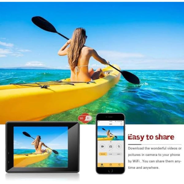 BSLVWG 4K Action Camera 20MP WiFi 30M Waterproof Sports Camera Underwater Camera for Vlog With Ultra HD 170°Wide-Angle 2.4G Remote Control Anti-Shake 2.0'' LCD Screen with Accessories Kit (Black)