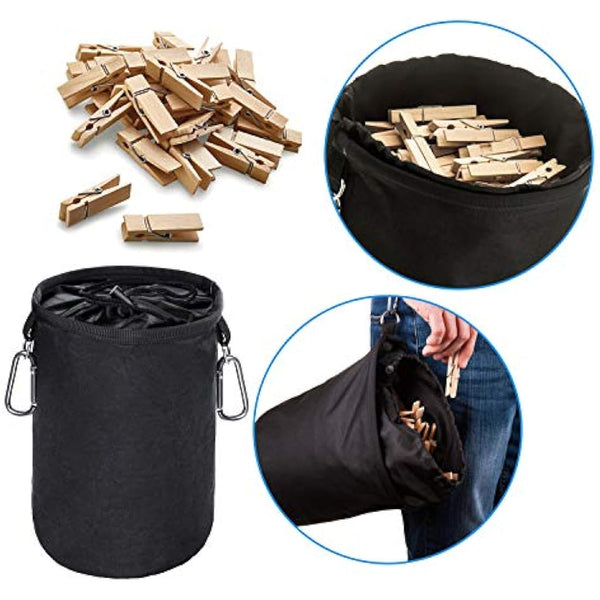 XCOZU Large Peg Bag, Clothes Peg Bags Waterproof with 2 Hanger Clips Keeps Pegs Clean and Dry for Indoor Outdoor Pegs Organizer Storage Use