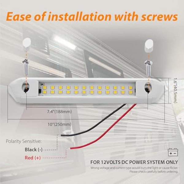 Dream Lighting Caravan LED Lights 12v Exterior Campervan Motorhome Awning Porch Lighting Waterproof IP66 9.8inch Aluminum Bar White