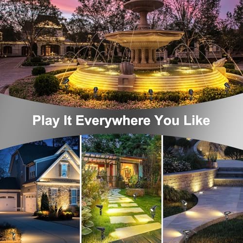 IRISECO 4-1 Garden Spot Lights, 15M Outdoor Spotlight with Adapter, 12V Low Volt LED Garden Lighting, IP65 Waterproof, Outdoor Spot Lights Mains Powered for Yard (3000K)
