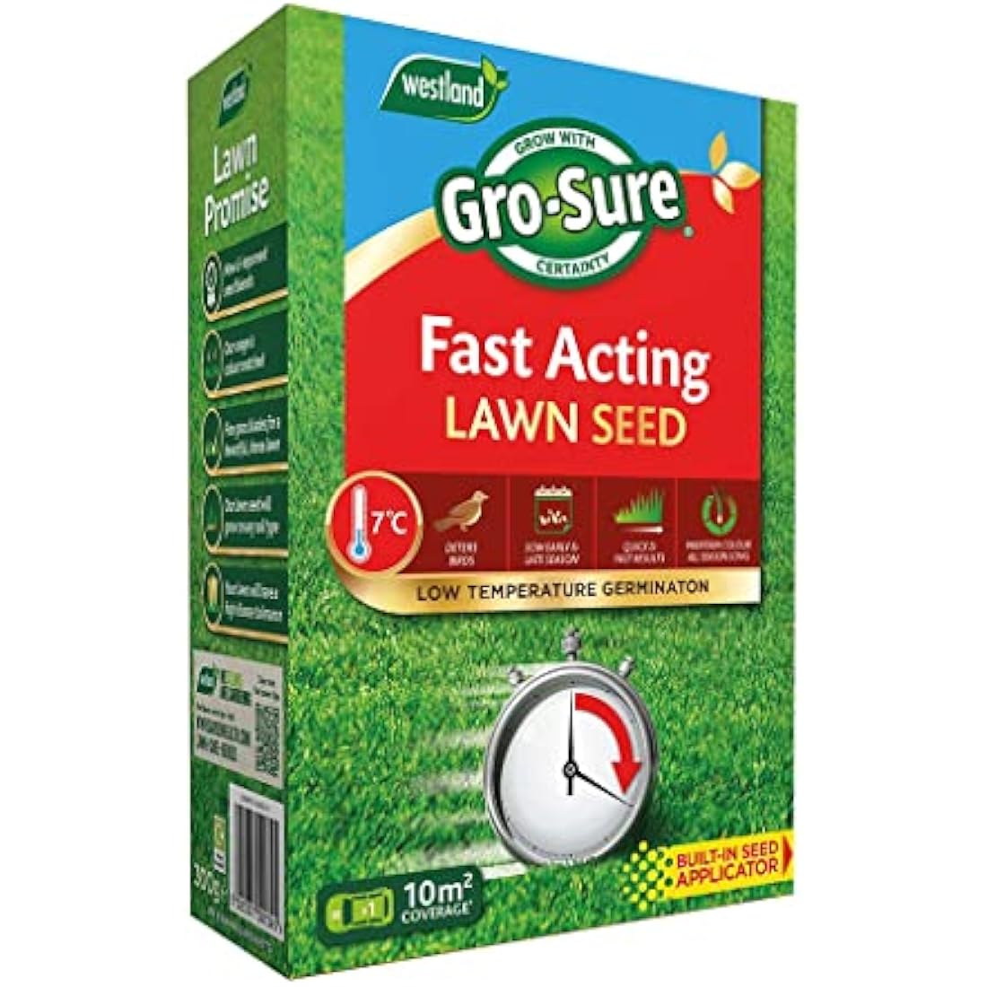 Gro-Sure Fast Acting Lawn Seed, 10 m2, 300 g, Blue,Green