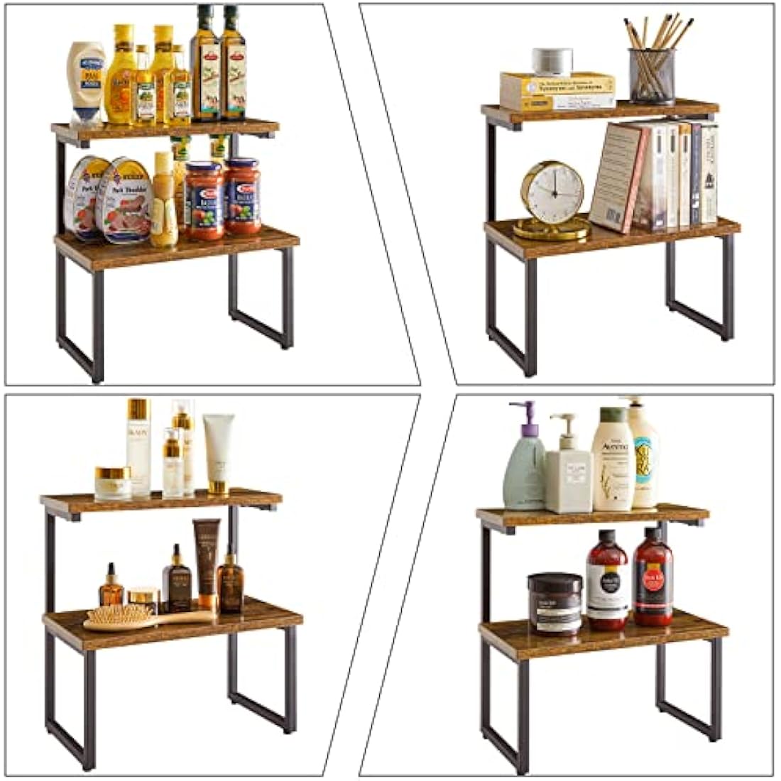 IBUYKE Spice Rack,kitchen countertop organizer Shelf,Extra Large Cabinet Storage Shelf Organizer Rack,Bathroom Storage Shelf,Cosmetic Storage Rack, Pantry Shelf for Kitchen,Dining Room,Office,TLJ001H