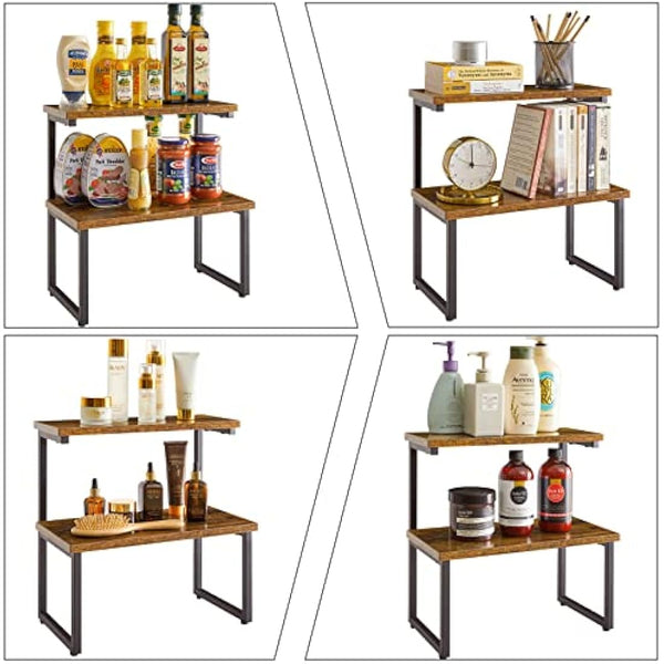 IBUYKE Spice Rack,kitchen countertop organizer Shelf,Extra Large Cabinet Storage Shelf Organizer Rack,Bathroom Storage Shelf,Cosmetic Storage Rack, Pantry Shelf for Kitchen,Dining Room,Office,TLJ001H