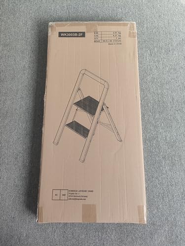 KINGRACK 2 Step Ladder with Handrail, Non-Slip Household Ladder with Folding Safety, Aluminium Folding Step Stool, Maximum Load 150 kg, Black