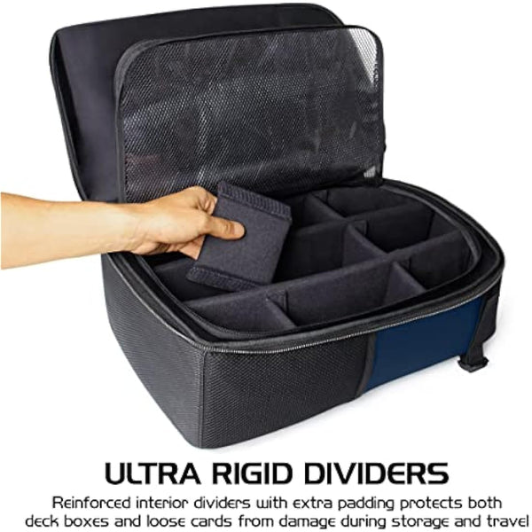 ENHANCE MTG Backpack - Collector's Edition TCG Backpack for Deck Boxes, Sleeved Cards, Playmats, MTG Accessories - Customizable Card Organization with Built-in Defender Screen (Dragon Blue)