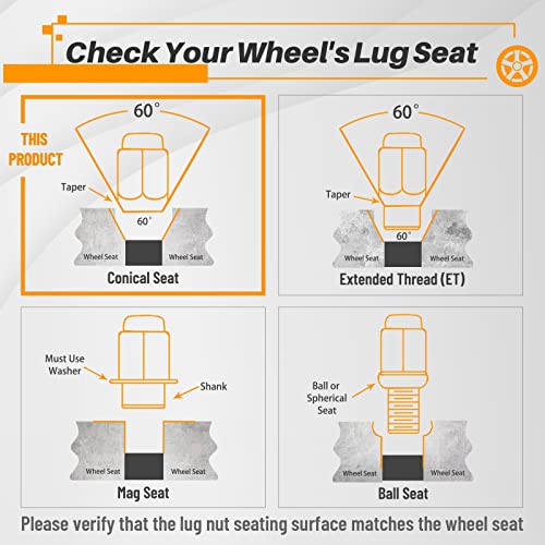 MIKKUPPA M12x1.5 Alloy Wheel Nuts - 19mm Hex Replacement for Ford, fiesta, Kuga, Alloy Wheels (20Pcs, Chrome)