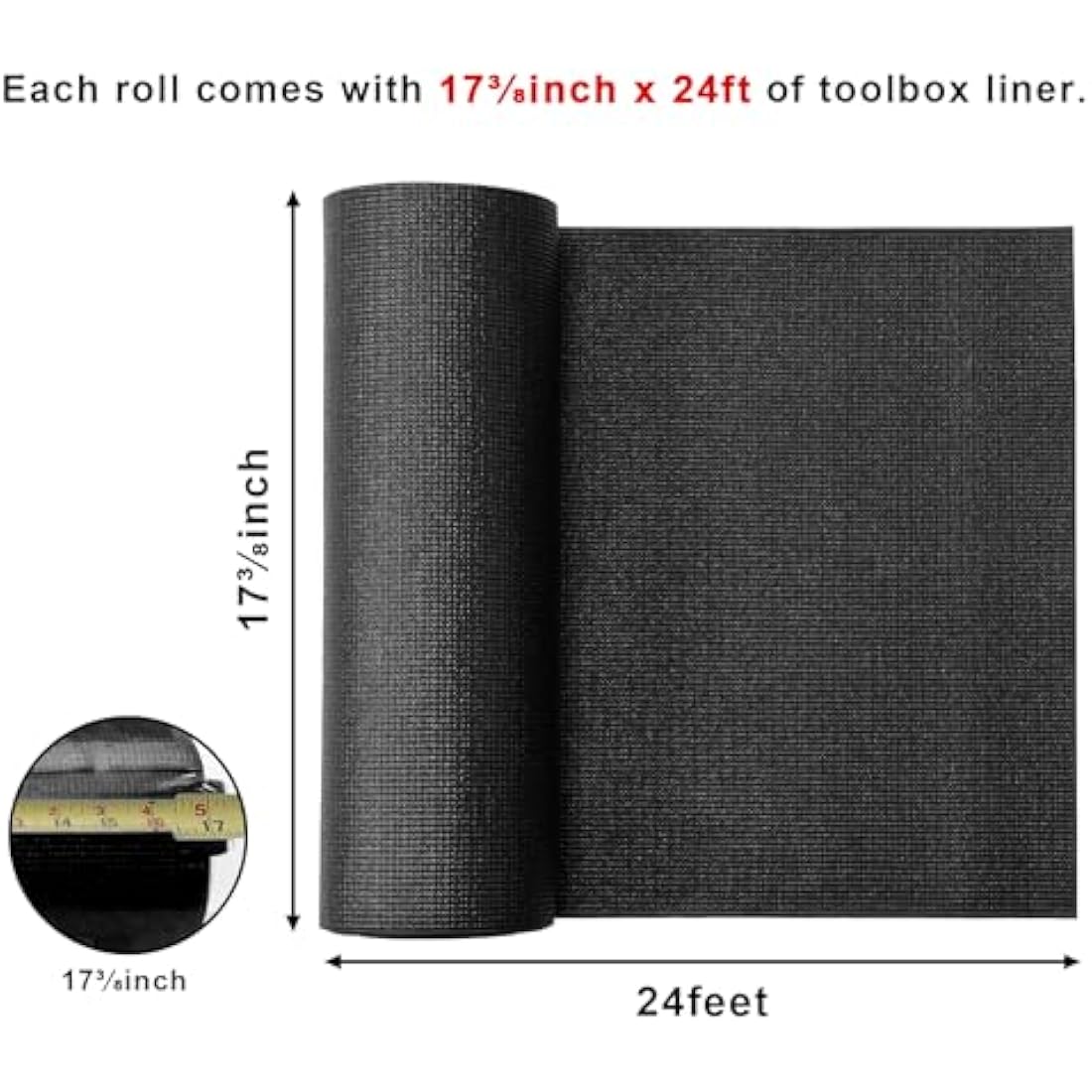 CASOMAN Professional Tool Box Drawer Liner 18 inch x 24 feet, Non-Slip Foam Rubber Mat - Adjustable Thick Cabinet Liners