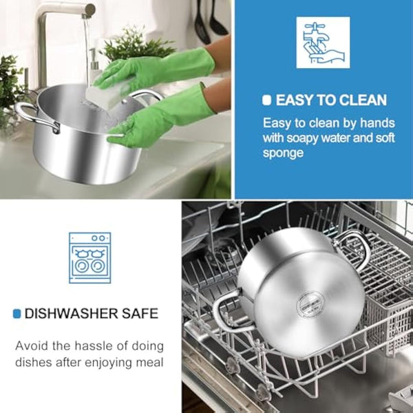 HaWare Stock Pot, 4.5L Tri-Ply Stainless Steel Soup Pot with Visible Lid, 22cm Cooking Stockpot for Induction/Electric/Gas/Ceramic, Healthy & Non Toxic, Easy Clean