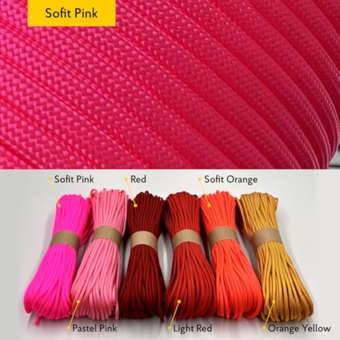 EdcX Paracord 4mm, 35+ Solid Colors (10m, 15m, 30m, 50m, 100m, 300m) | Ideal for Crafting, DIY, Camping, Survival, Outdoor | 100% Nylon Rope 4mm | Tactical Cord 550 Type III