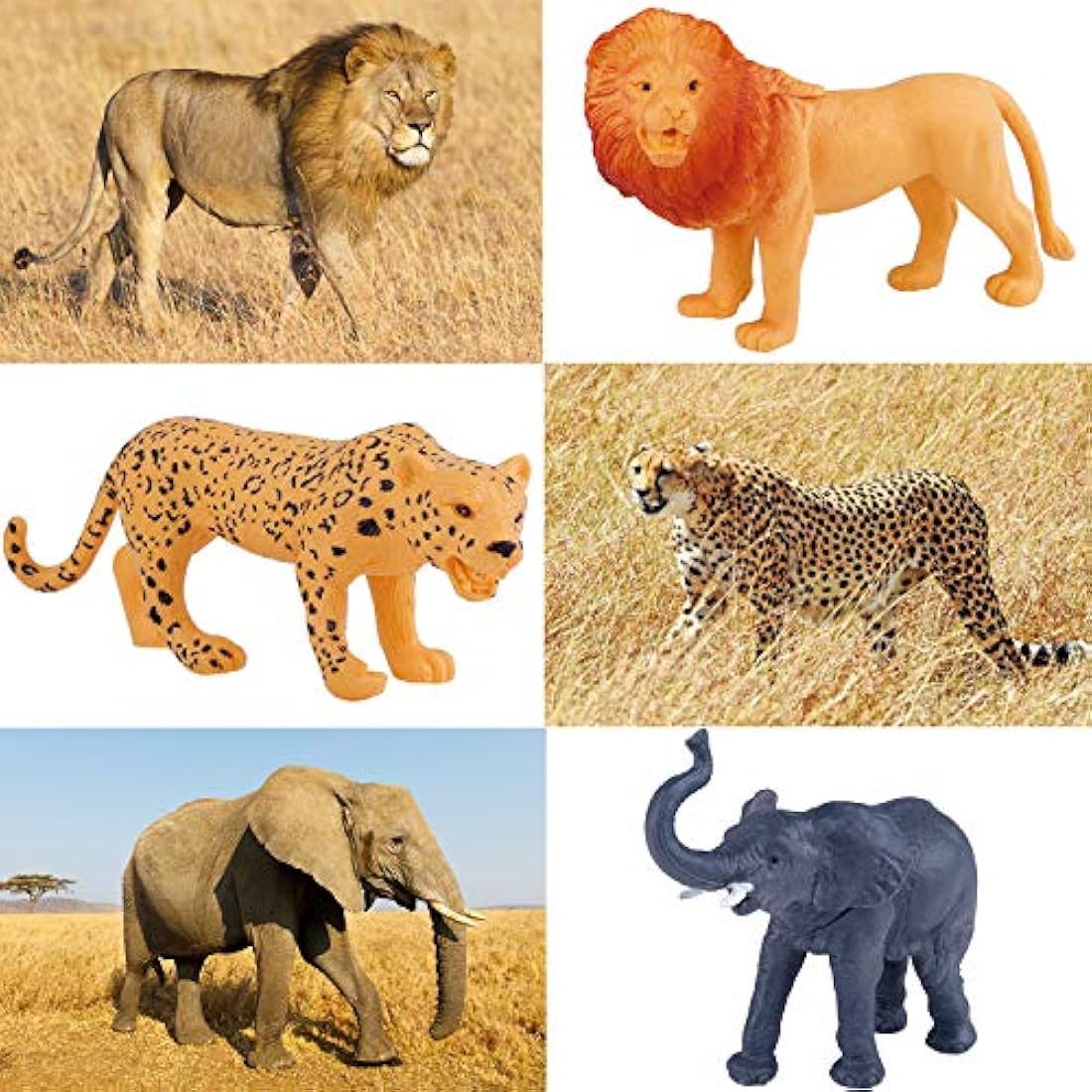 INNOCHEER Safari Animals Figures Toys, Realistic Wild Zoo Animals Figurines with Play Mat, Large Jungle Animals Playset with Elephant, Giraffe, Lion, Tiger, Gorilla Panda...for Kids Toddlers, Gift Set