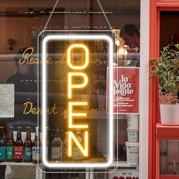 16"x 9" Adjustable Brightness Open Signs for Business, Ultra Bright Lighted Sign Open Powered by USB with ON/OFF, Electric Light up Sign for Stores, Restaurants Offices Retail Shops Window Storefronts