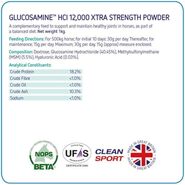Equine America Glucosamine HCI 12000 | Premium Ready To Use Horse & Pony Supplement | Support For Joints & Mobility | 1kg