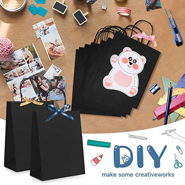 HAUSPROFI 25pcs Kraft Paper Bags for Gifts, Food & Sweets, Strong Carrier Bags with Twisted Handles for Kid Parties, Weddings, 27x21x11cm, Thicken 130gsm