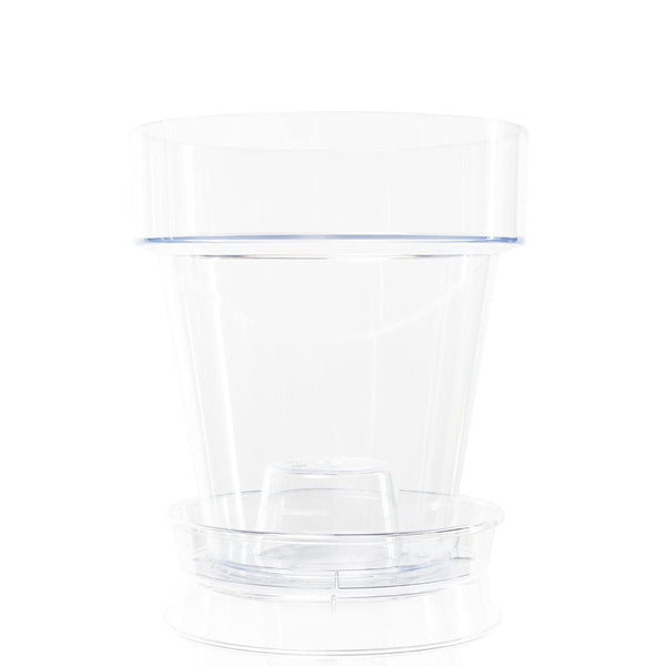Kalapanta Clear Plastic Orchid Pot with Drainage Holes and Saucer (3, 16 cm Diameter)