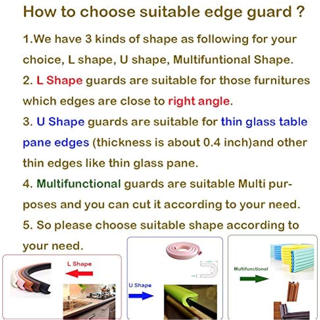 M2cbridge L Shape Extra Thick Furniture Table Edge Protectors Foam Baby Safety Bumper Guard 2 M (Off White with 4 Corners)